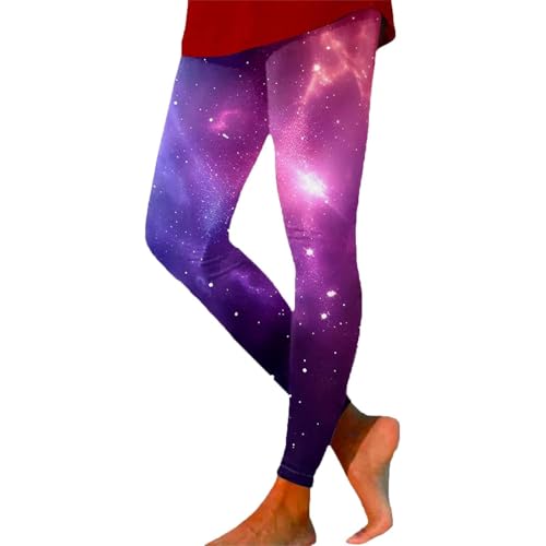 Generisch Legging Galaxy pour femme - Rose - Taille haute - Imprimé - Legging coloré - Pantalon de yoga extensible - Pantalon de course - Pantalon de rendez...