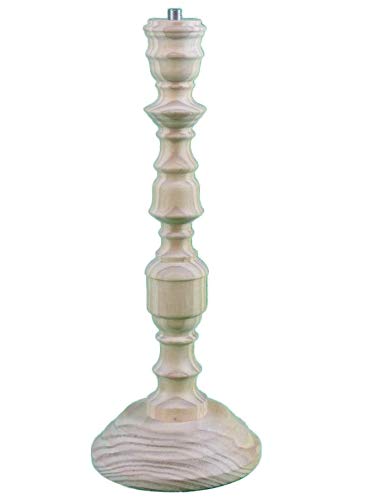 Lámpara de mesa torneada. En pino macizo. En crudo, para pintar. Medidas: Alto 32 cms. Diámetro base: 12 cms.