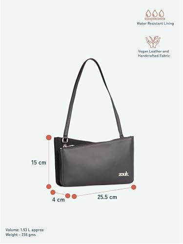 Image of ZOUK Kiya Small Shoulder Bag for Women - Dual-Sided Shoulder Bag with Criss-Cross Design| Handcrafted Purse with Dual Zipper Compartments & Water-Resistant Lining |