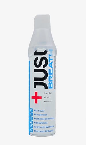 Image of Just Breath Liquid Oxygen Drops /Portable Oxygen Can /Respiratory Support for Health, Recovery, Sports, Outdoor Performance & Altitude /Fresh Pure Natural Canned Oxygen (12 Litre, 250+ Spray, Pack of 1)