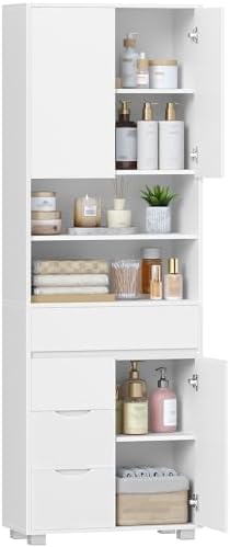 Hzuaneri High Cabinet Bathroom Side Cabinet with Adjustable Shelv...