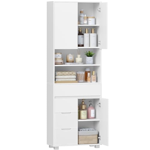 Hzuaneri Meuble Salle de Bain Haut, Armoire de Rangement avec Étagère Réglable, Meuble de...