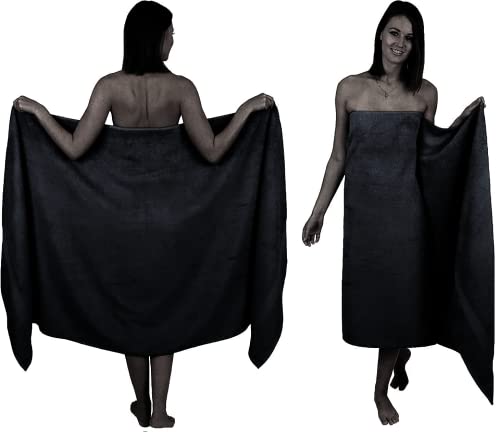 Wholesale Trade Dealz Extra Large Bath Sheet 100 x 200 cm Super Jumbo Big Bath Sheets Towels Beach Body Wrap XL Bath Towels 600-GSM (Black) - Image 2