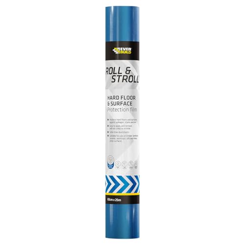 Everbuild Roll & Stroll Hard Surface Protector Self-Adhesive Totally Waterproof Transparent Blue 600mm x 25m