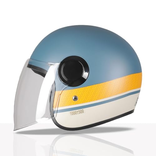 Image of TVS Silk Route Helmet for Men & Women | Vintage Open Face Helmet with Clear Visor | ISI & DOT Certified | ABS Shell | EPS Liner | Retro Stylish for City & Highway Riding