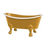 Rustic Enamel 1 Piece 5.5" Metal Clawfoot Mini Bathtub Soap Dish Mini Bath Tub Decoration Clawfoot Tub Soap Caddy Collection (Mustard)