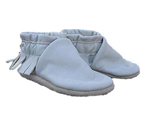 Leather Baby Shoes Moccasins Soft Sole Eco Friendly (18-24 Month 6”, Gray Suede)