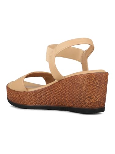 Image of Inc.5 womens Womens Beige Casual Solid Round Toe Wedge Heels Euro 35 Sandal