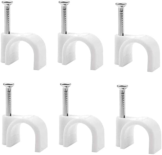 Circle Cable Clips 8mm,100pcs) Wire Fastener Circle Cable Clips with Metal Nails for Cable Management, Cord Organizer, Round Wire-image-44