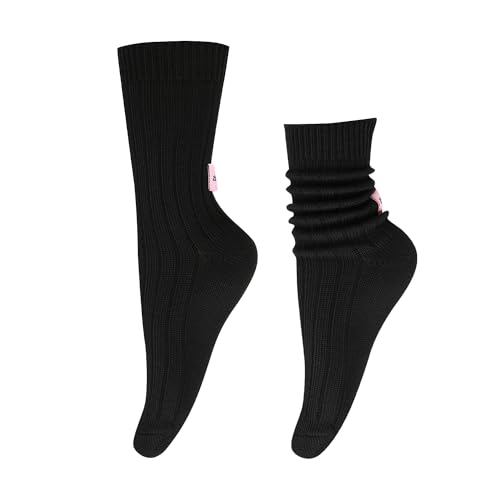 Image of Benefeet Sox Crew Socks for Women Retro Cotton Ribbed Knit Casual Socks Solid Color Athletic Sock