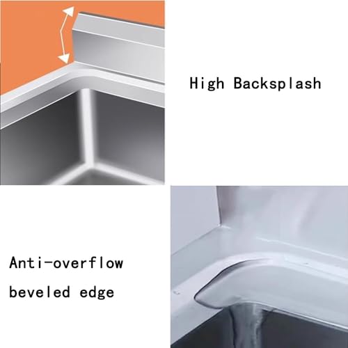 QSPNVFB Kleine Edelstahlspüle Freistehende, Mobiles Spültisch Ausgussbecken Spülbecken, 1 Becken Küchenspüle Gewerbliche Waschbecken Für Garten Laundry(70cm(27inch))