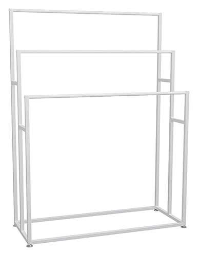 Toallero de pie, resistente al óxido, para accesorios, ideal para uso en exteriores y spa, elegante acabado blanco