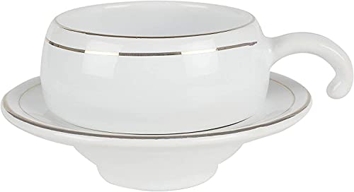 Image of Royal laxury Style White Plain Cup & Saucer with Golden Line Border On Top Set of 12 Pics-160 (ML-Capacity) (Ceramic)