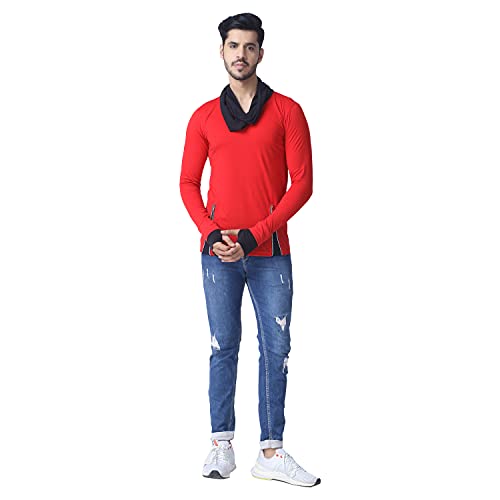 Image of Black Collection Men's Attached Muffler Full Sleeve T-Shirt(SKU: BCN0023)