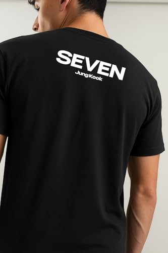 Image of BTS Jungkook Seven Song Crew Neck T-Shirt Black