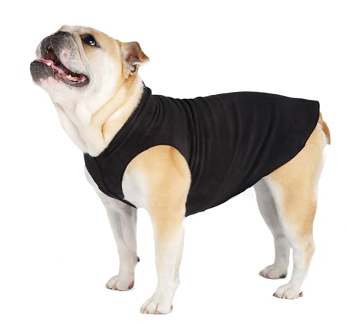 Image of Goldpaw Stretch Fleece Dog Sweater - with Spandex for 4-Way Stretch - Soft, Comfortable Dog Coat - Machine Washable - Made in the USA - Black - Size 14