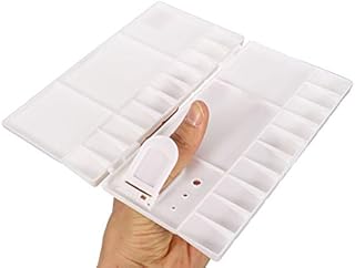 Remorui 25-Grids Rectangle Paint Tray Palettes with Thumb Hole Oil Watercolor Pigment Artist Plastic Palette Kids Adults Drawing Palette Random