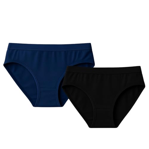 Image of Women's Soft Cotton Mid-Rise Bikini Briefs | Pack of 2 | Seamless Feel | Stretchable & Breathable Everyday Underwear | Comfortable Fit