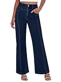 ANRABESS Wide Leg Jeans for Women Trendy 2026 High Waisted Stretchy Baggy Fall Fashion Denim Pants with Pockets Dark Blue 8
