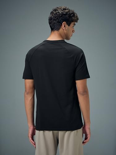 Image of TECHNOSPORT Men's Typography Printed T-Shirt COTFLEX Quick Dry Slim Fit Round Neck Sports Tee for Gym Running Casual Wear UPF50+ Anti Odour