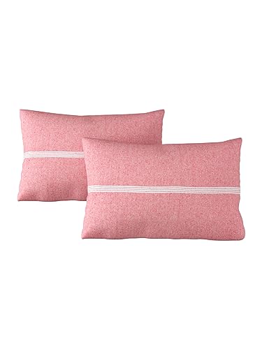 Image of Varde 180 TC Pillow Cover Set of 2 | Pillow Cover Cotton 100% | Pillow Cover Set of 2 King Size | Wrinkle Free & Fade Resistance | Striped Pattern | Standard Size | All Season Use (Pink Rose)