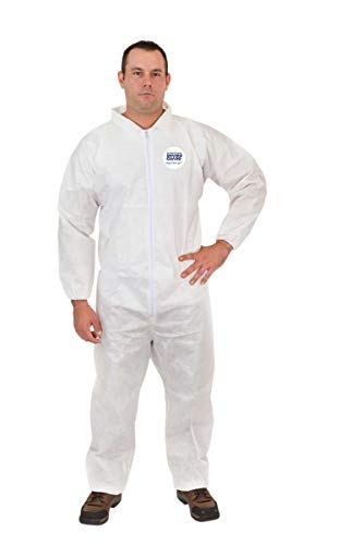 Body Filter 95+ Disposable Coverall Suits (White) | Breathable Cool Material - Professional Protective Body Suit for Dust, Spray, Paint, Insulation, and More (XL, Elastic Wrist, Open Ankle)