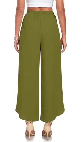 TAOHUADAO Womens Summer Wide Leg Pants with Pockets Side Split High Waisted Palazzo Pants Boho Beach Flowy Trousers4