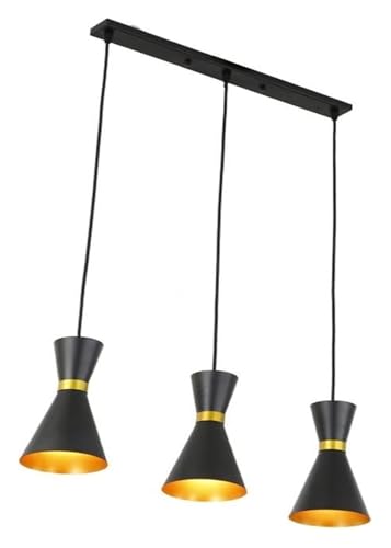 Plafonnier LED suspendu noir pour éclairage îlot de cuisine et luminaire salon moderne