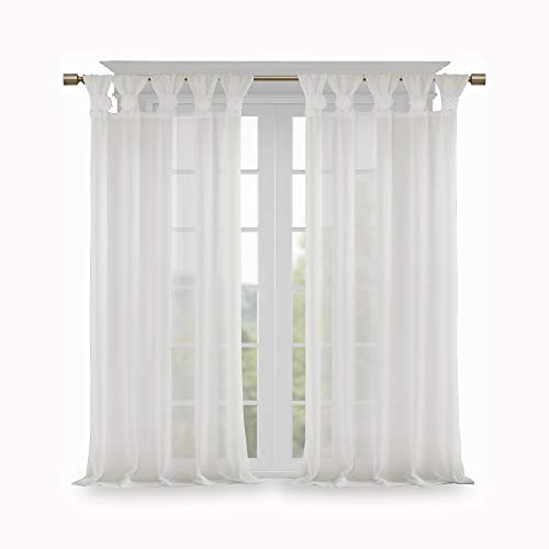 Madison Park Rosette Vorhang mit Blumen-Verzierung, solide Fensterdekoration für Schlafzimmer, Wohnzimmer und Schlafsaal, 127 x 213 cm, Weiß