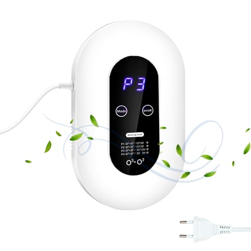 Mini Máquina de Ozono. Ionizador de Aire. Generador de Ozono. Purificador de Aire Inteligente con Temporizador, 4 modos para Hogar, Baño, Cocina (20-40m2 100mg/h)