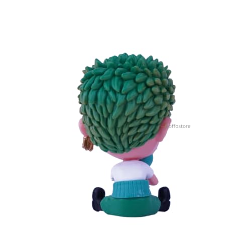 Image of Offo Zoro Sitting Miniature Action Figure - One Piece Anime PVC Collectible Statue for Home Decor, Office Desk & Study Table | Lightweight Durable Gift for Fans