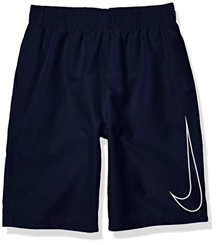 Nike Swim Men's Logo Solid Lap Volley Short Swim Trunk, Midnight Navy White, Large