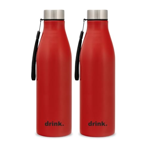 Image of Clay Craft VACBOTT Bingo Single Walled Non Insulated Water Bottle-1200ML, 2-Piece(Red) Leak Proof | Easy Grip |Easy To Carry| Gym Bottle | Home | Kitchen | Hiking | Treking Bottle | Travel Bottle