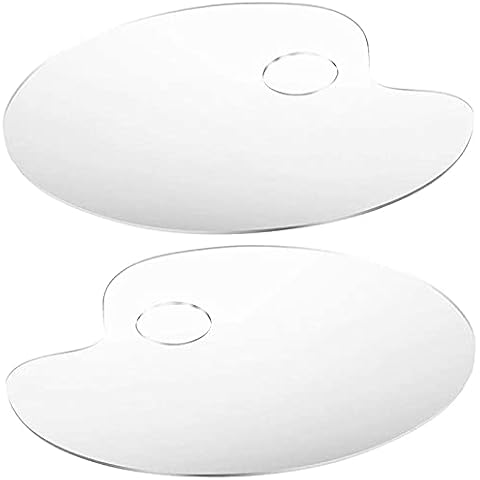 2 Pcs Acrylic Paint Palette Oval Shaped Artist Painting Palette Non-Stick Oil Paint Palette with Thumb Hole and Protective Brown Paper for DIY Art Craft Painting (20 x 30 cm) Cover