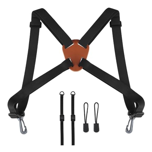 Harnais Jumelles et Appareil Photo, Sangle Bandoulière élastique réglable en cuir, Courroie de Poitrine Réglable avec Système d'attaches Rapides pour Chasse, Randonnée, Observation des Oiseaux