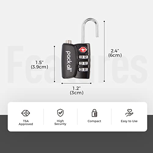 Pack All Tsa Approved Luggage Lock 3 Digit Combination Padlocks, Travel Lock For Suitcases & Bag, Inspection Indicator, Alloy Body, Travel Accessories (4 Pack) #TOP4