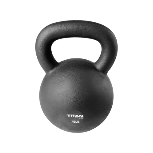 Titan Fitness 75 LB Cast Iron Kettlebell, Single Piece Casting, LB Markings, Full Body Workout