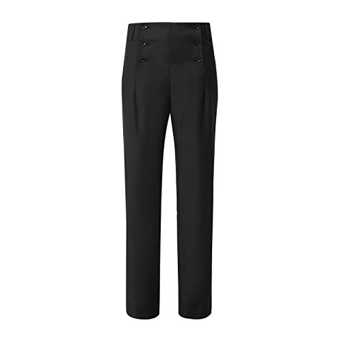 Pantalones Elegantes de Negocios Informales de Corte Recto para Hombre, Estilo Retro, Color sólido, decoración de Botones, Pantalones de Trabajo de Oficina en casa 3X-Large