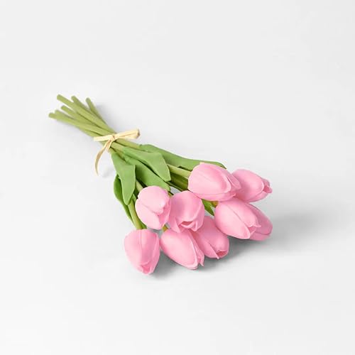 Image of CosaCentrum Beautiful Decorative Artificial Tulip Flower Bunches for Home decor (Baby Pink, Pack of 11)