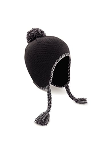 Bechfield B463 - Gorro con pompón de perú, talla única, color azul marino y gris claro