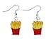 Miniblings Pommes Ohrringe H&auml;nger Pommes Frites in T&uuml;te 3D Details gelb rot - Handmade Modeschmuck I Ohrh&auml;nger Ohrschmuck versilbert