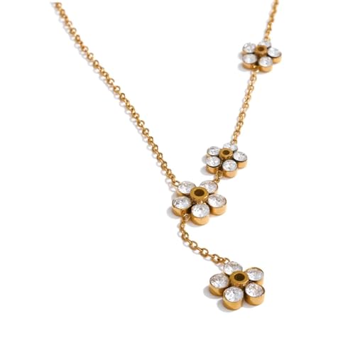 KDFIYSCV Delicado collar dorado con diseño de flor cúbica brillante para mujer, collar de alta calidad