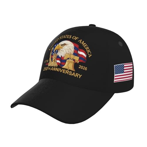Image of USA-250th-Black Baseball Cap Trucker Cap Adjustable Sportswear Hat for Men Women Adults