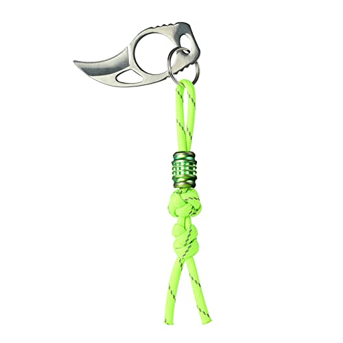 Titanium Paracord Lanyard: Glow 550 Bar in The Dark | 6 Glass Luminous Tube 1.5x6mm, CNC Metal TC4 EDC Knife Beads