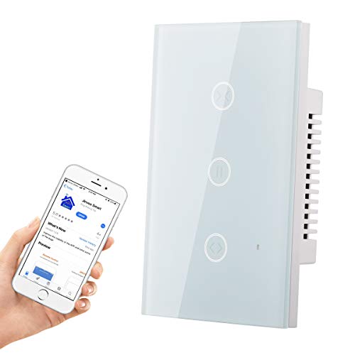HHGAOKO WiFi Smart Curtain Switch,Automatic Blind Opener Wall Touch Panel Switch,Jinvoo APP,Compatible