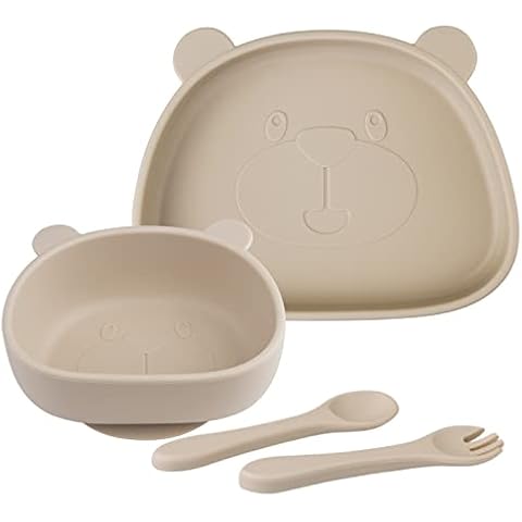 Suction Baby Plate and Bowl Set with Fork Spoon Cover