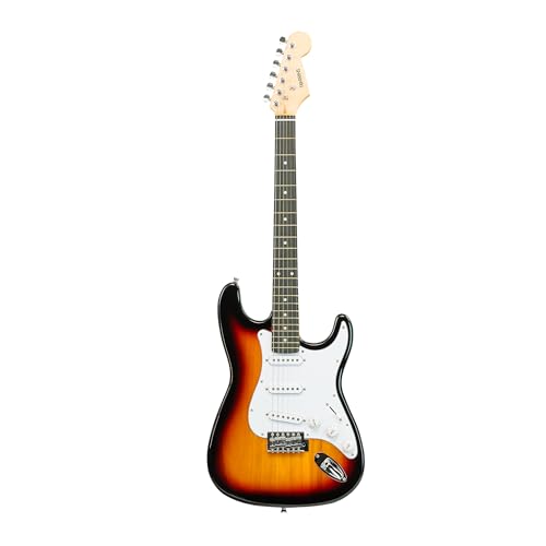 Image of STA 39-Inch 6-String Electric Guitar for Beginners & Intermediate (Sunburst) | SSS Single Coil Pickups | Basswood Body, Rosewood Neck & Fretboard | Standard Tremolo Bridge with Whammy Bar