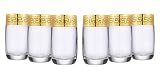 Vintage Glassware - 6 Pc Gold Rimmed Design (12oz) - Elegant Drinkware Glasses - Highball Glass Set for Drinking Wine, Tea or Juice - Entertaining Essentials for Kitchen or Bar - Unique Gift
