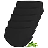 FALARY Unterhosen Damen Schwarz Bambus Mittlere Taille Slip Hipster 5er Pack Stretch Schlüpfer Panties Unterwäsche für Frauen Weiche Sportunterhosen für Damen（M/40 EU, Schwarz）