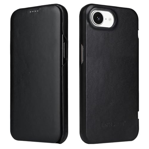 Étui iPhone 16e cuir véritable protection mince avec fermeture magnétique